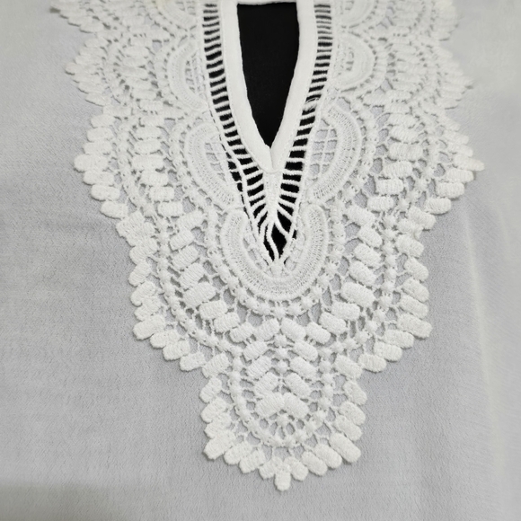 PALE SKY Quin Sleeveless Lace Crochet Flowy Boho Elegant Evening‎ Top L Ivory - Picture 4 of 14